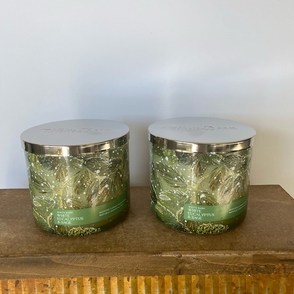 Bath & Body White Eucalyptus & Sage (Pine) 3 wick Candle-ONLY 1 CANDLE AVAILABLE - Picture 1 of 3